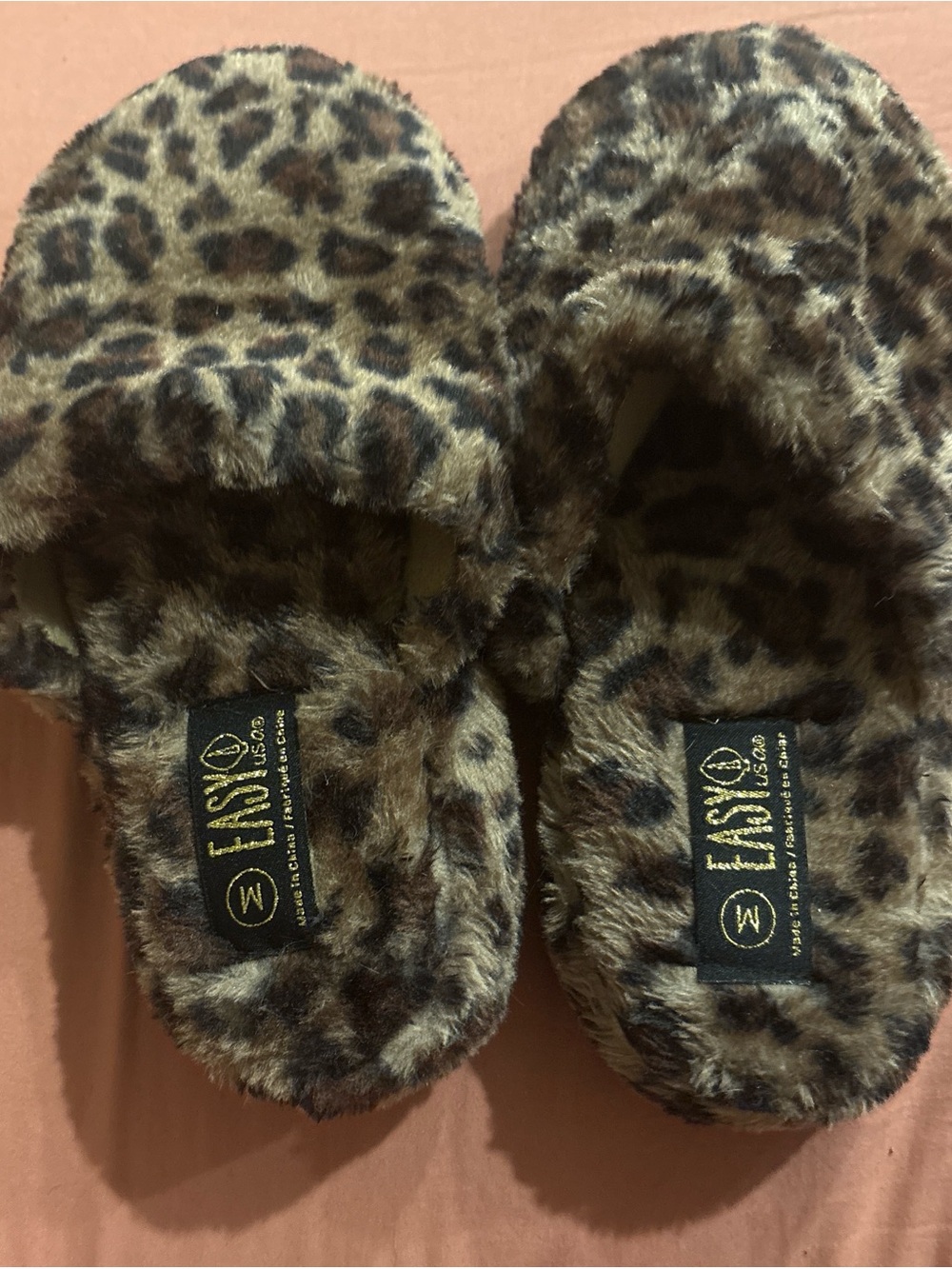 EASY Cozy Faux Fur Leopard Slippers - Brown